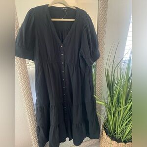 Madewell size 18W, tiered, cotton black dress